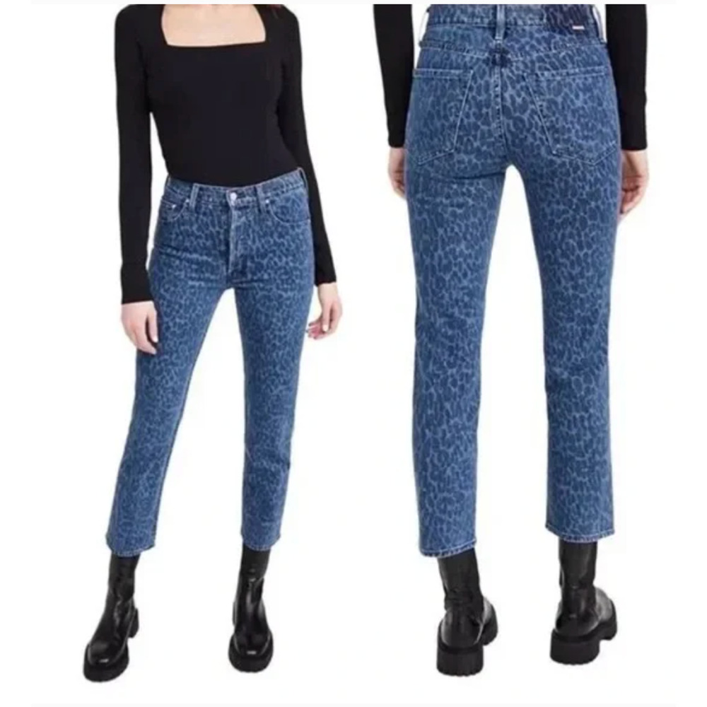 MOTHER Tomcat Ankle Jeans Sinister Animal Leopard Rigid Denim Size 26